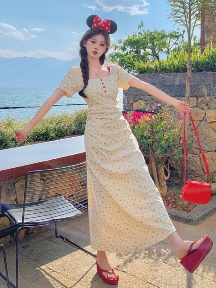 French Floral Dress For Women, Summer New Style, Sweet Temperament, High-end Sense, Slimming