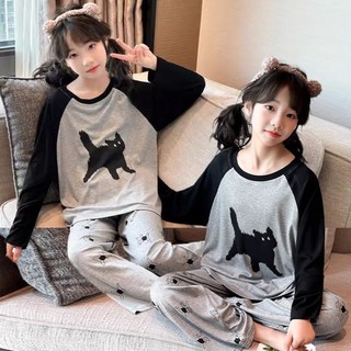 Quần dài công chúa mỏng dài tay cho bé gái trung niên trở lên, đồ ngủ công chúa trẻ em, bộ quần áo