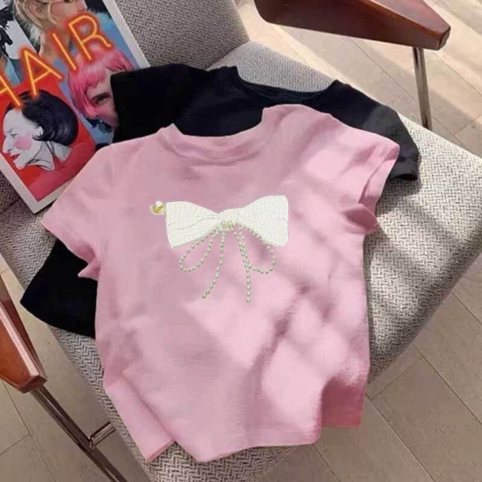 bé gái 100% cotton ngắn tay áo thun mùa hè cho trẻ em quần áo trẻ em bướm mới váy mùa hè thời tr
