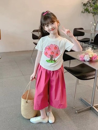 Quần crop bé gái, quần ống rộng, quần áo mùa hè, quần mỏng mùa hè sành điệu cho bé gái