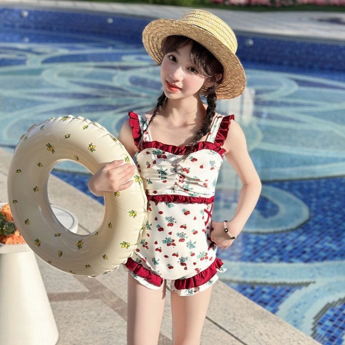 Đồ bơi trẻ em cho bé gái và bé trai từ 8 đến 12 tuổi Đồ bơi kiểu dây hoa mới mùa hè với khí c