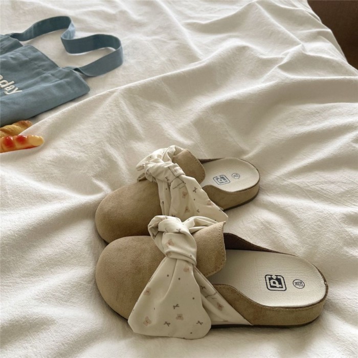 nơ Birkenstocks nửa dép nữ bên ngoài mặc giày lười mũi trơn giày nữ