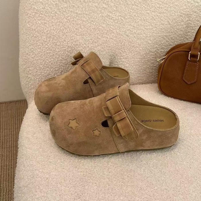 đôi dép nửa trong Birkenstock tăng chiều cao bên trong dành cho phụ nữ có nút thắt nơ bên ngo