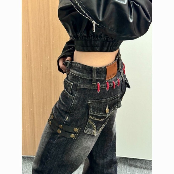Quần jeans ống rộng kiểu dáng retro của Mỹ dành cho nữ
