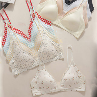 Áo Ngực Tam Giác Xỏ Ngón Phong Cách Gingham & Hoa Cho Nữ