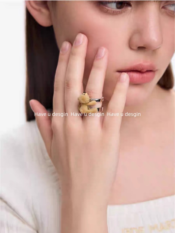 Nhẫn Thú Cưng Dễ Thương Phong Cách Hàn Quốc, Có Thể Điều Chỉnh, Thoáng Mát