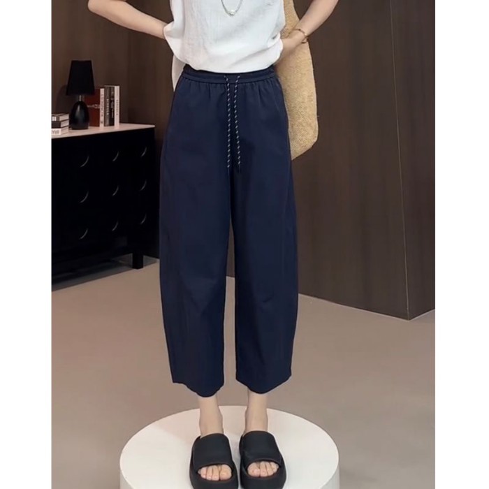 chiếc quần bố harem ôm sát da hình quả lê dành cho nữ mùa hè mỏng, rộng rãi và đa năng, size lớn