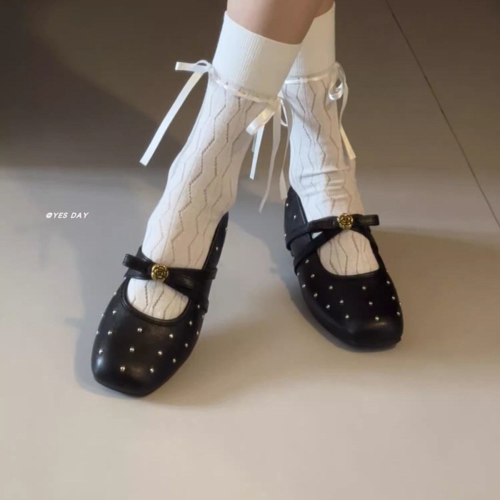 Giày tăng chiều cao nhỏ phong cách retro Mary Jane Giày da nhỏ tăng chiều cao cho nữ