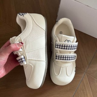 Giày thể thao Velcro phong cách Hàn Quốc dễ thương phổ biến, giày trắng xếp chồng, chống mài