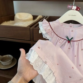 New Cheese Cherry For Children And Middle-aged Children! Baby Girls Cute Flying Sleeves Sweet