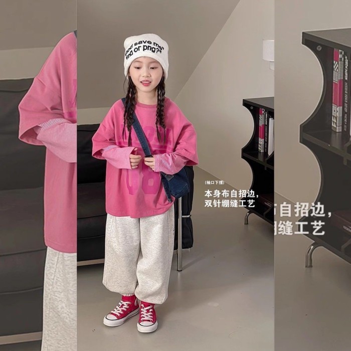 Áo thun dáng rộng cho bé gái, áo thời trang kiểu mới, áo ngắn tay thoải mái cho trẻ em