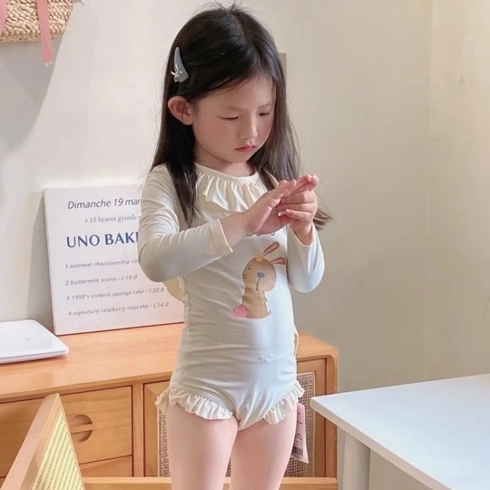 Quần áo trẻ em bé gái nhanh khô đồ bơi trẻ em một mảnh đồ bơi bé gái chống nắng tay dài