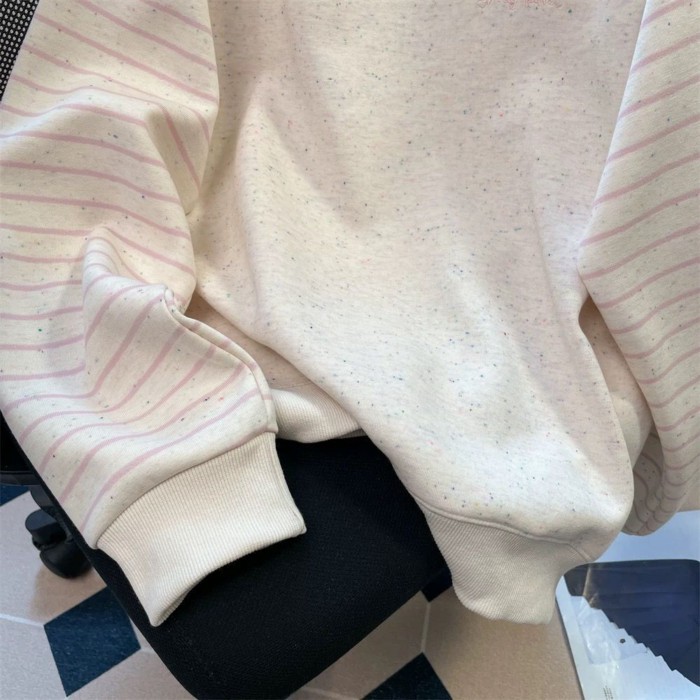 Áo nỉ tay áo raglan sọc chấm bi đầy màu sắc phong cách Hồng Kông Áo đa năng phong cách Hàn Qu