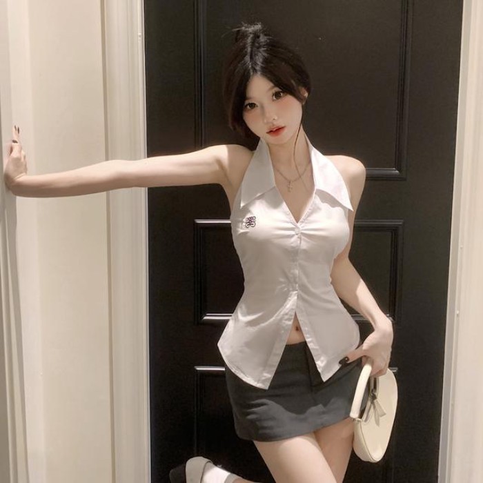 Áo Sơ Mi Không Tay Eo Slim Tops Và Áo Vest Cho Nữ Mùa Hè Mới Slim Fit