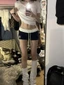 Quần Short Thể Thao Nữ Màu Sắc Tương Phản Eo Thấp Slim Fit Đa Năng Áo Khoác Ngoài Ống Thẳng Q