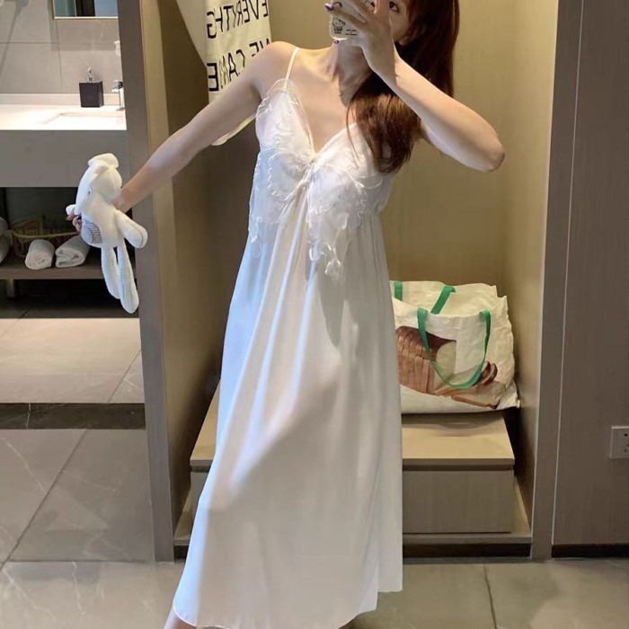 Váy Ngủ Mùa Hè Gợi Cảm Phong Cách Mới Miếng Lót Áo Ngực Băng Lụa Thắt Nơ Suspender Bướm Bộ Đồ