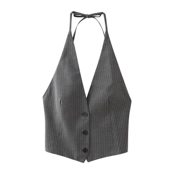 Nữ Thời Trang Nhẹ Dây Hở Lưng Tinh Tế Phù Hợp Với Áo Vest Mùa Hè Nhẹ Đơn Giản Hàng Đầu