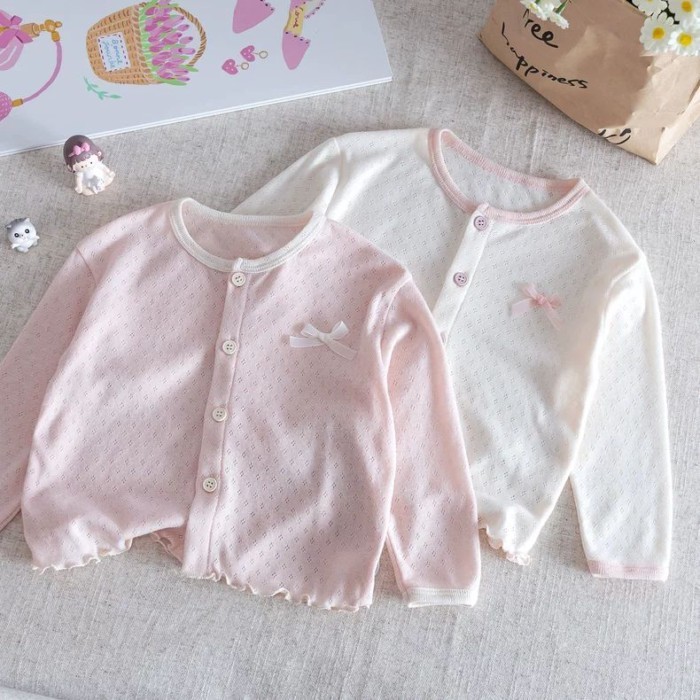 Bé Gái Áo Khoác Chống Nắng Cho Trẻ Sơ Sinh Hàn Quốc Điều Hòa Không Khí Áo Sơ Mi Cardigan Thân