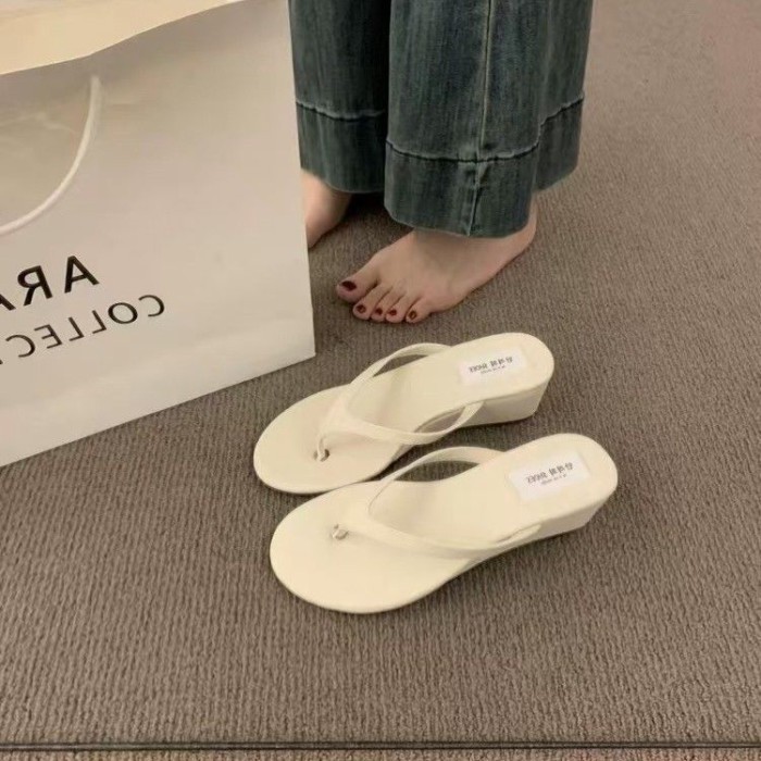 Giày nữ gót dày phong cách Hàn Quốc, dép tông mùa hè, sandal cao gót khí chất, trang phục khoác ngo