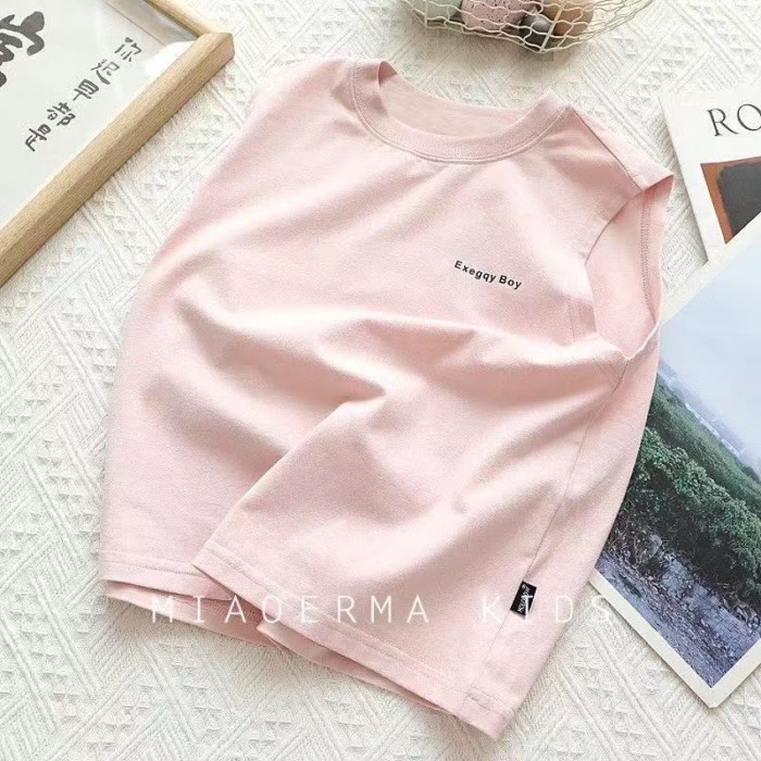 Áo vest không tay trẻ em cotton nguyên chất mùa hè, áo ghi lê cổ tròn đa năng cho bé, áo thun nh