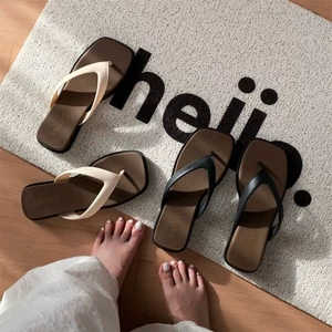 Outdoor Leisure Flip-flops For Women Summer Thick-soled Wedge Heels Retro Color Matching Seas