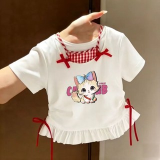 Mùa hè phong cách hoạt hình bé gái quần áo trẻ em bé dễ thương ngành công nghiệp nặng giả hai mảnh