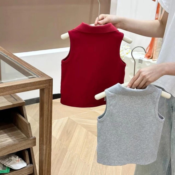 Girls' Vest Sleeveless T-shirt New Summer Children's Versatile Printed Thin Korean Style Top