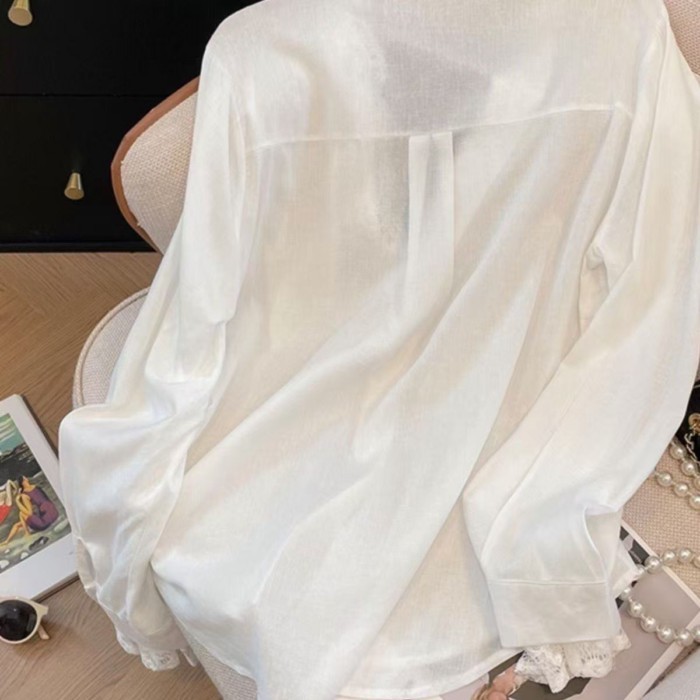 Phong cách đơn giản cao cấp giả trắng hai dây nối ren phù hợp với áo sơ mi dài tay rộng hàng đầu