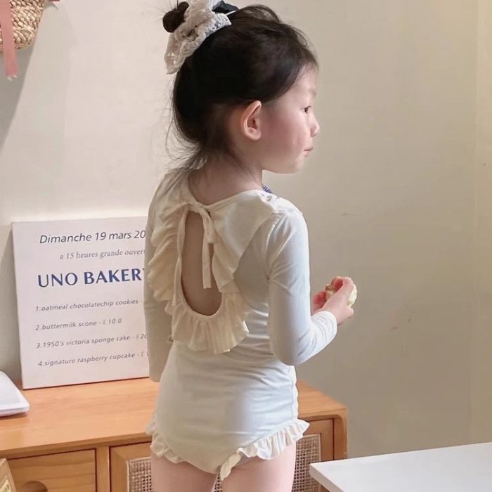 Quần áo trẻ em bé gái nhanh khô đồ bơi trẻ em một mảnh đồ bơi bé gái chống nắng tay dài