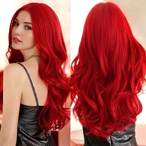 Tóc Giả Châu Âu Mỹ Anime Nàng Tiên Cá COS Halloween Burgundy Công Chúa Trung Dài Xoăn Tóc Hóa Học Sợi Tóc Giả