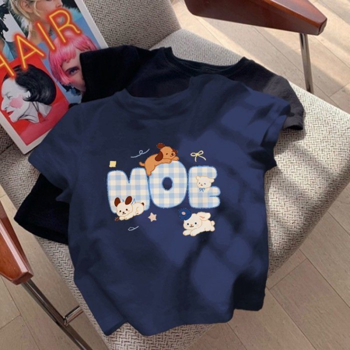 Girls Day Pink Puppy Short-Sleeved T-Shirt Summer New Cute And Fashionable Girls Loose Slim To