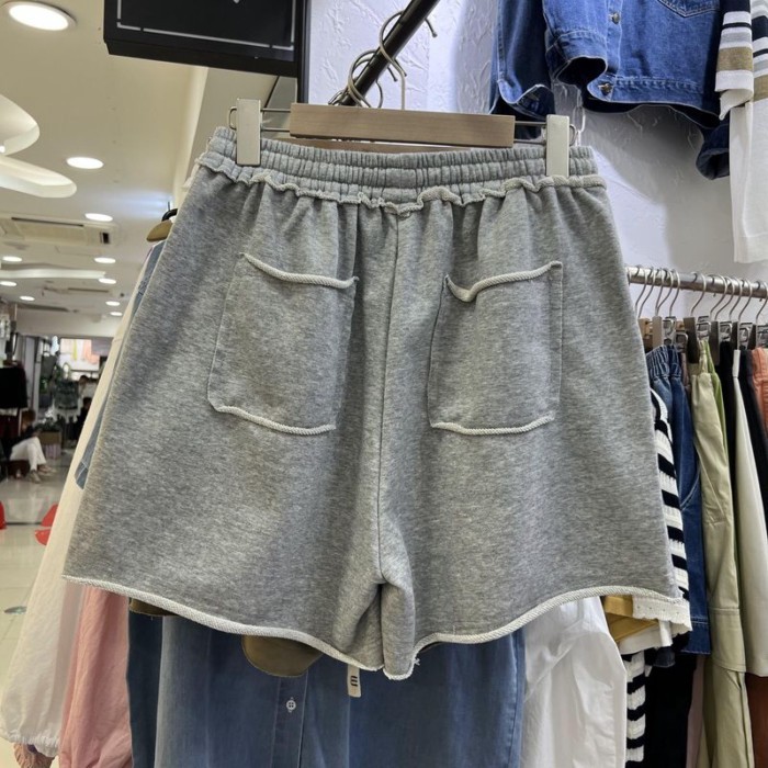 Lưng thun dây rút dáng rộng quần short ống rộng nữ mùa hè thời trang mới phong cách thể thao