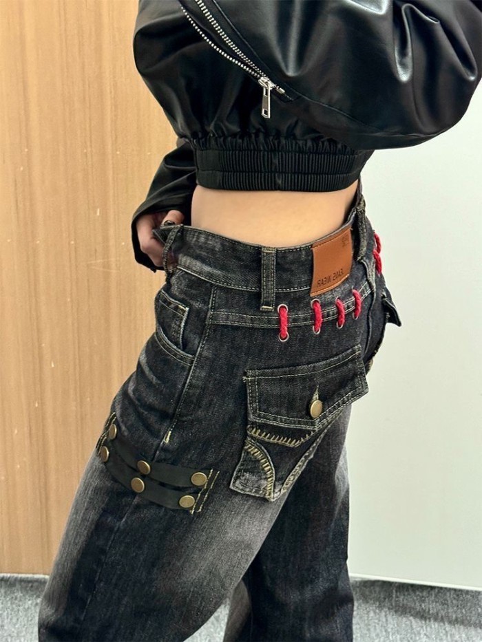 Quần jeans ống rộng kiểu dáng retro của Mỹ dành cho nữ
