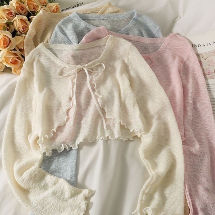 French Style Scheming Shawl Summer Sun Protection Cardigan Outer Shirt Women's Short Style Wit