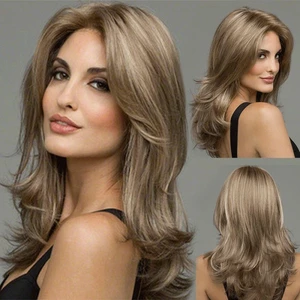 Dài Thẳng Tóc Giả Nữ Trung Dài Nổ Tính Khí Lông Tơ Nữ Tóc Giả Lớp Brow