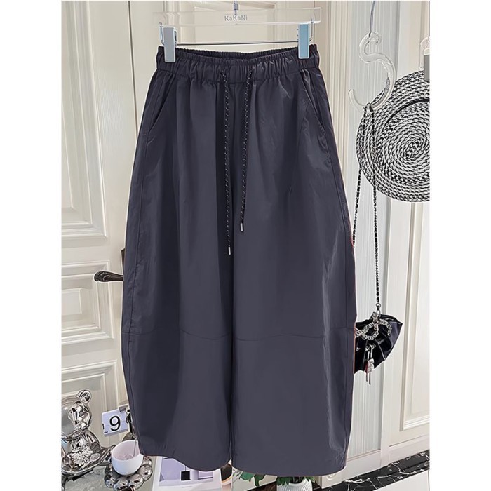 kích thước lớn nhanh khô băng lụa Scimitar quần ống rộng dành cho nữ mùa hè mỏng dáng rộng giảm