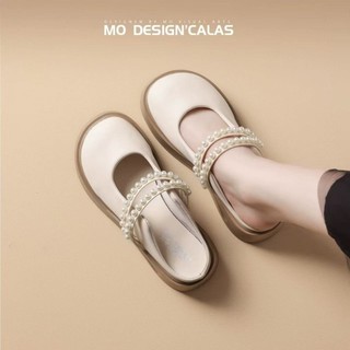 Giày Birkenstock đế dày cho nữ mùa hè mới Bao Đầu dép đế dày Ngọc Trai Cổ Tích Mary Jane nửa dép