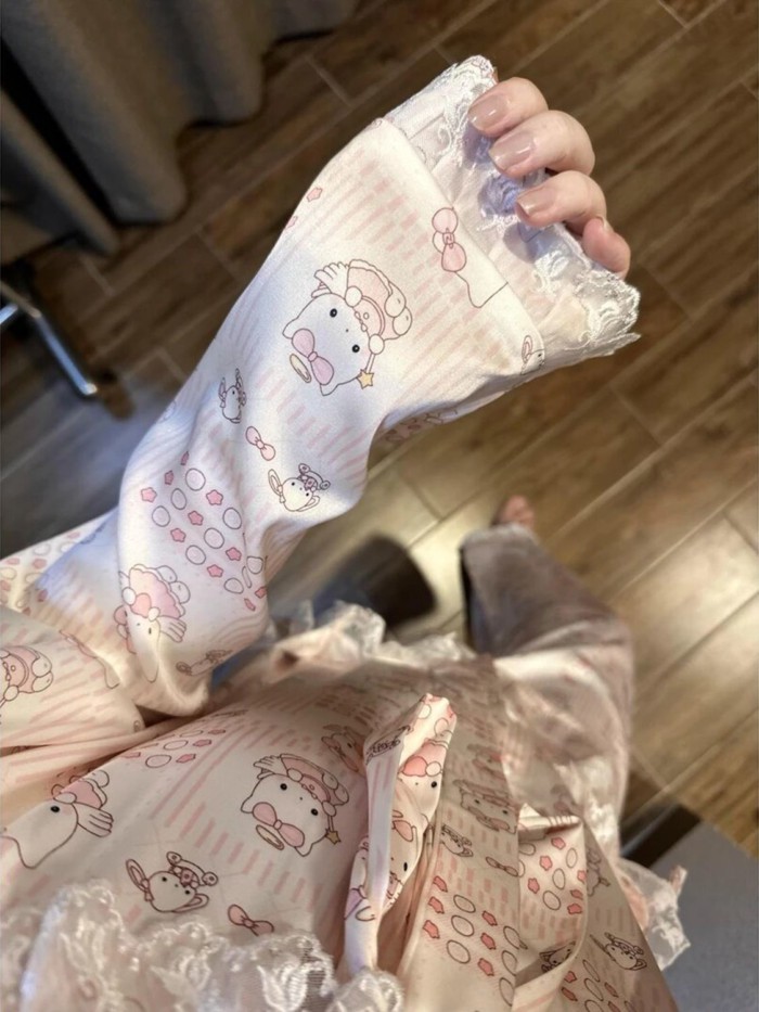 Bộ Đồ Ngủ Nữ Ice Silk Sweet Hello Kitty Tay Dài Quần Dài Thoải Mái Sinh Viên Ở Nhà Bộ Quần Áo