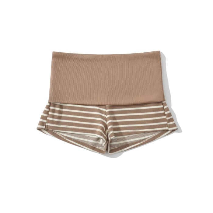 European And American Hot Girls Contrast Color Summer New Design Retro Waist Striped Shorts E