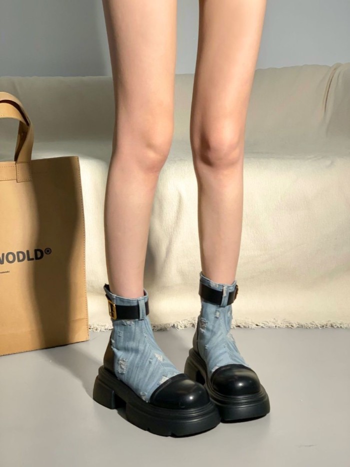 Giày bốt Martin denim đế dày  dành cho nữ, giày bốt siêu hot nổi tiếng trên mạng, giày bốt Mar