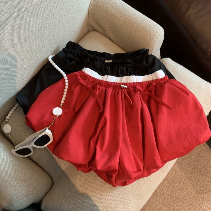 Kích thước lớn nơ nụ mùa hè quần short rộng lưng cao mỏng giản dị thẳng ống rộng hot quần dành cho