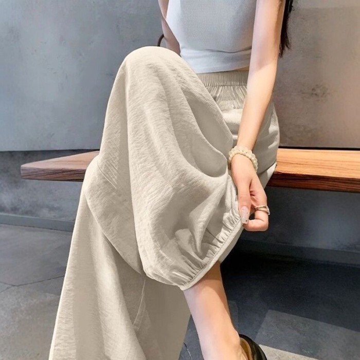 Mùa Hè Bloomers Nữ Băng Lụa Mỏng Quần Âu Ôm Rời Kích Thước Lớn 9 Điểm Hậu Cung Quần