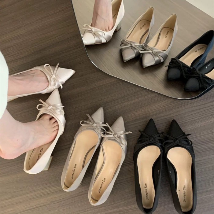 Giày Cao Gót Satin Thanh Lịch Giày Cô Dâu Bánh Mì Nướng Đầm Giày Gót Dày Giày Phù Dâu