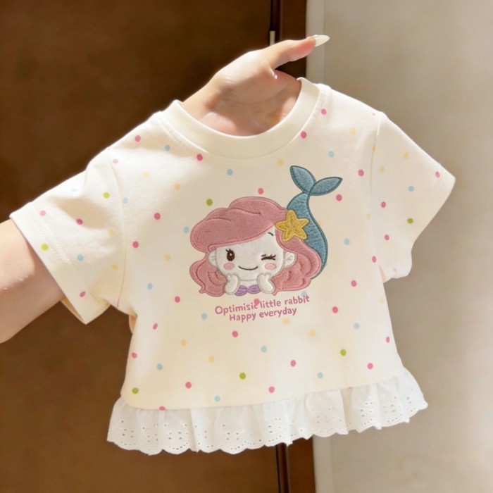 phim hoạt hình mùa hè mới dễ thương cho bé gái quần áo trẻ em bé công chúa nàng tiên cá ngọt ngà