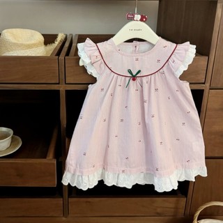 New Cheese Cherry For Children And Middle-aged Children! Baby Girls Cute Flying Sleeves Sweet