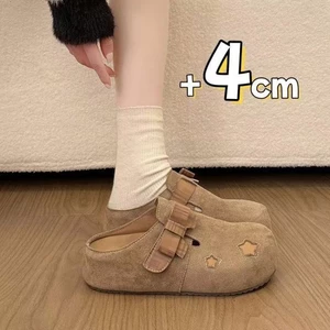 đôi dép nửa trong Birkenstock tăng chiều cao bên trong dành cho phụ nữ có nút thắt nơ bên ngo