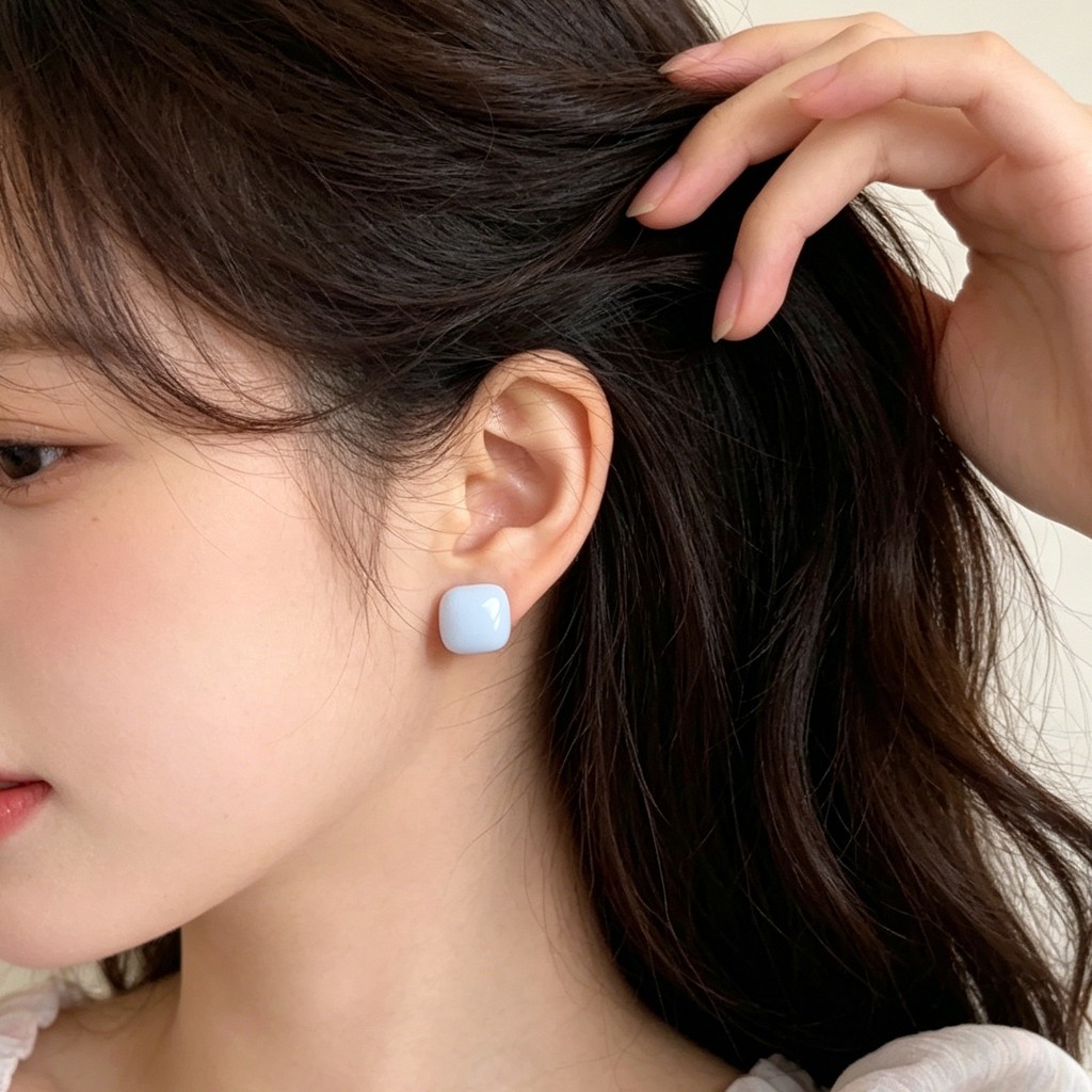 Bông tai vuông hình học đầy màu sắc tươi mát dành cho nữ