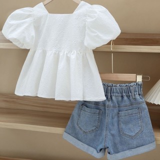 Bé Gái Mùa Hè Ngọt Ngào Phong Cách Hàn Quốc Nơ Tay Phồng Babydoll