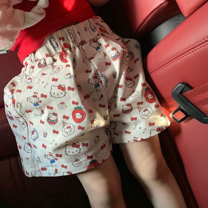 Phong cách mùa hè mới dành cho trẻ em Hanbao nữ in hình mèo KT đầy phong cách quần short ống r