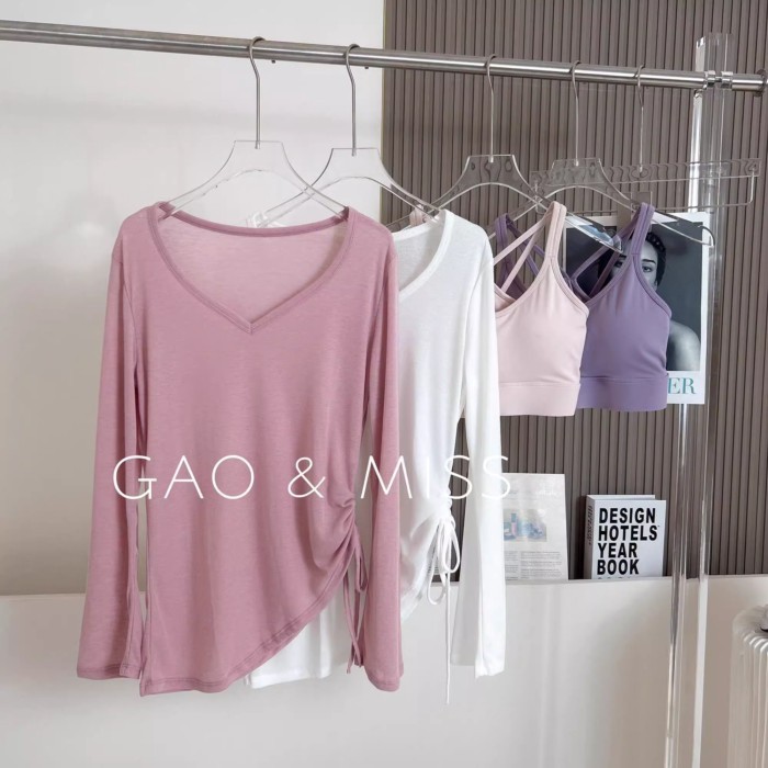 Áo thun thể thao dáng rộng mùa hè dành cho nữ, áo thun mỏng che hông, tập thể dục giảm béo, cổ c